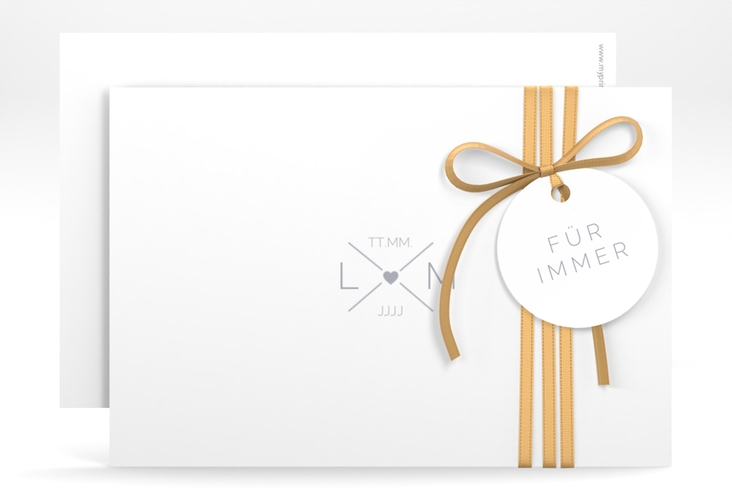 Save the Date-Karte Initials A6 Karte quer grau mit Initialen im minimalistischen Design