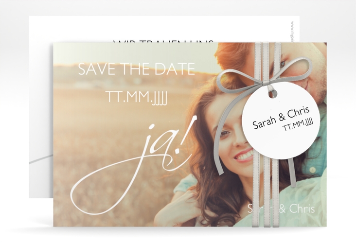 Save the Date-Karte Hochzeit Clarity A6 Karte quer weiss