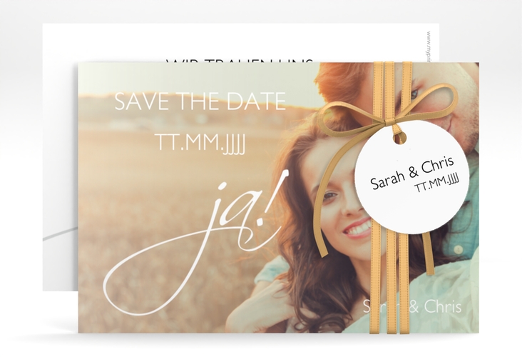 Save the Date-Karte Hochzeit Clarity A6 Karte quer weiss