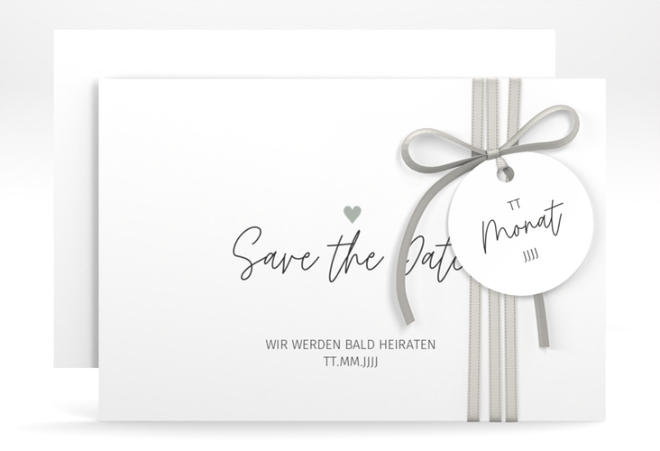 Save the Date-Karte Herzschlag A6 Karte quer schlicht und elegant mit Herzchen