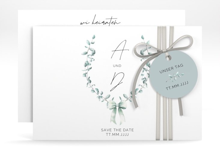 Save the Date-Karte Eucalypt Bow A6 Karte quer