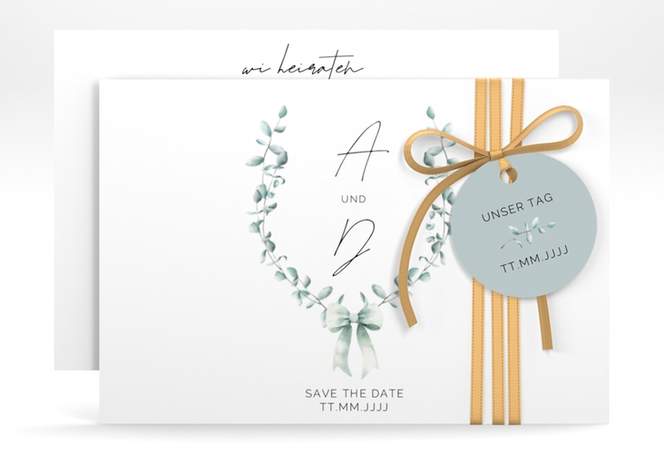 Save the Date-Karte Eucalypt Bow A6 Karte quer