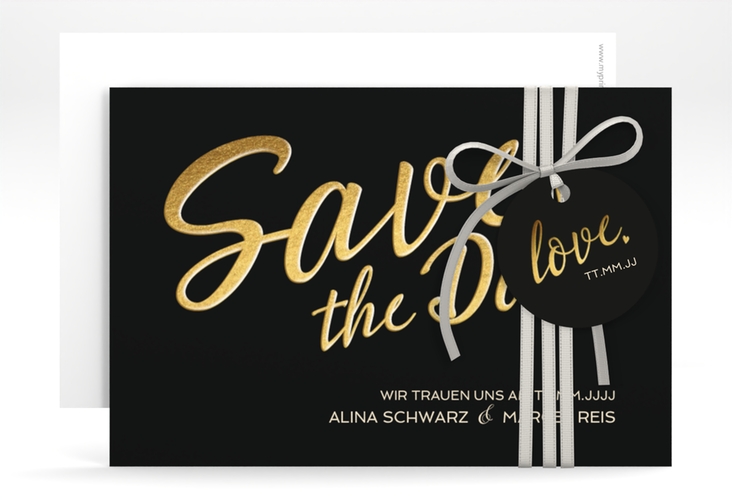 Save the Date-Karte Glam A6 Karte quer schwarz