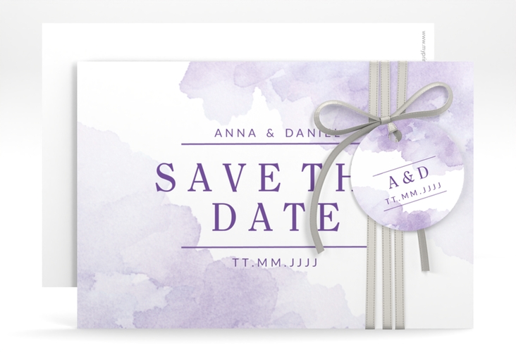 Save the Date-Karte Blush A6 Karte quer lila