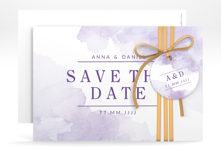 Save the Date-Karte Blush A6 Karte quer lila