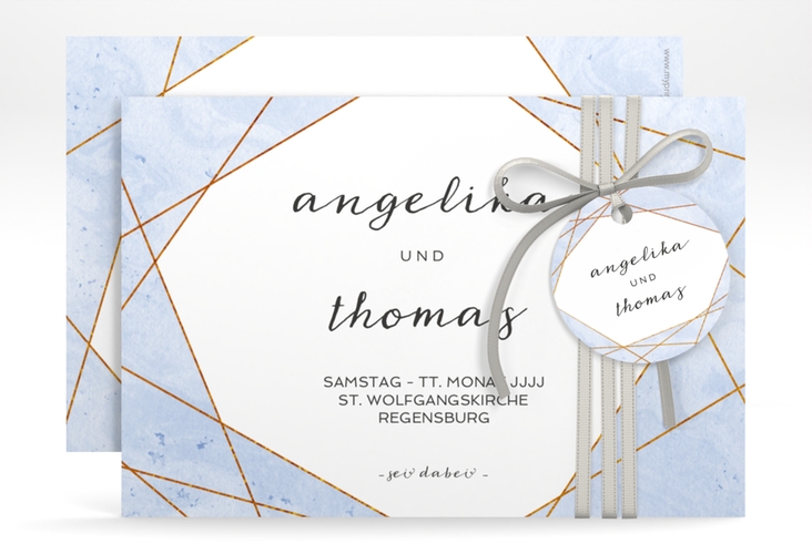 Save the Date-Karte Asymmetry A6 Karte quer blau