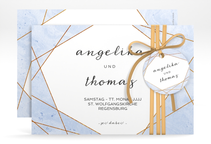 Save the Date-Karte Asymmetry A6 Karte quer blau