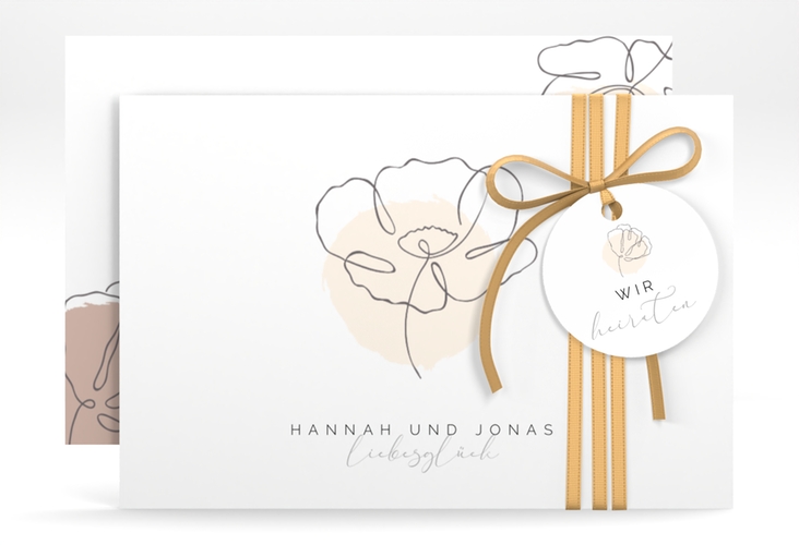 Save the Date-Karte Flowerline A6 Karte quer apricot