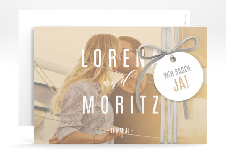 Save the Date-Karte Memory A6 Karte quer beige hochglanz