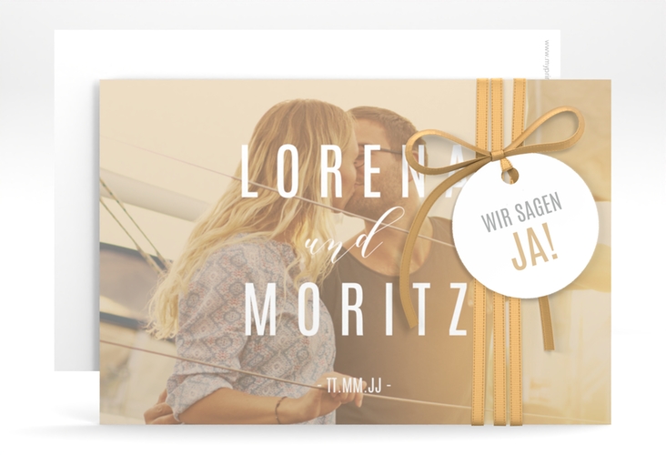 Save the Date-Karte Memory A6 Karte quer beige hochglanz