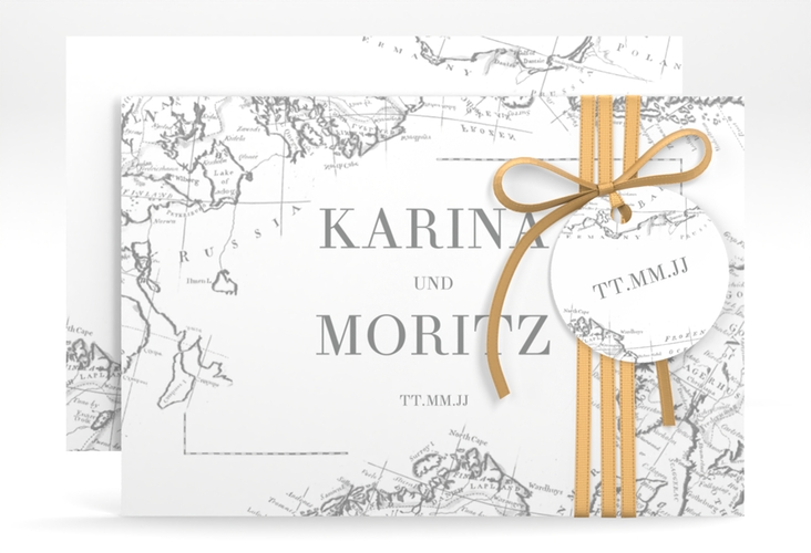 Save the Date-Karte Voyage A6 Karte quer grau