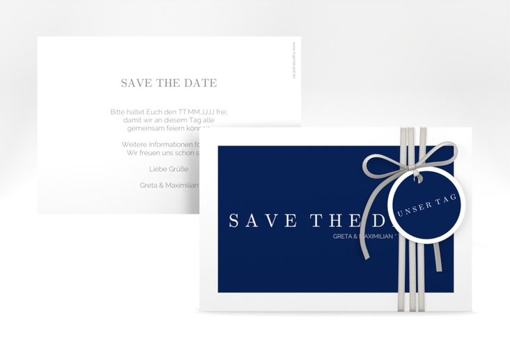 Save the Date-Karte Simply A6 Karte quer blau