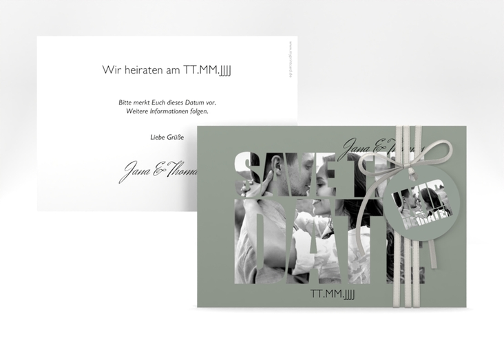 Save the Date-Karte Hochzeit Letters A6 Karte quer gruen