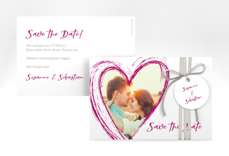 Save the Date-Karte Liebe A6 Karte quer pink