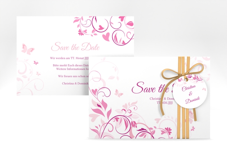 Save the Date-Karte Lilly A6 Karte quer pink