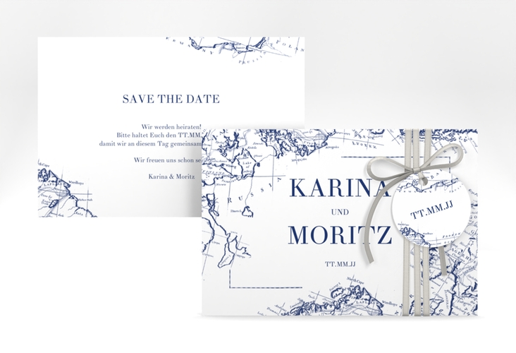 Save the Date-Karte Voyage A6 Karte quer blau