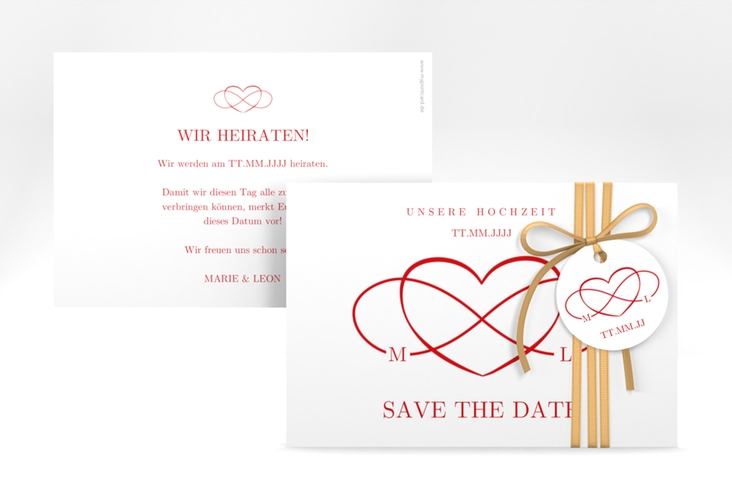 Save the Date-Karte Infinity A6 Karte quer rot