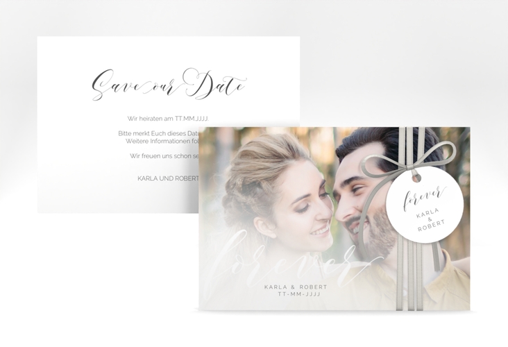 Save the Date-Karte Promise A6 Karte quer weiss hochglanz