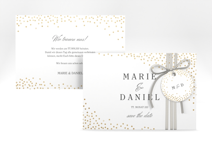 Save the Date-Karte Glitter A6 Karte quer weiss