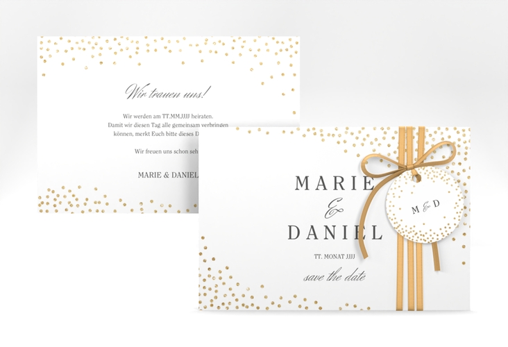 Save the Date-Karte Glitter A6 Karte quer weiss