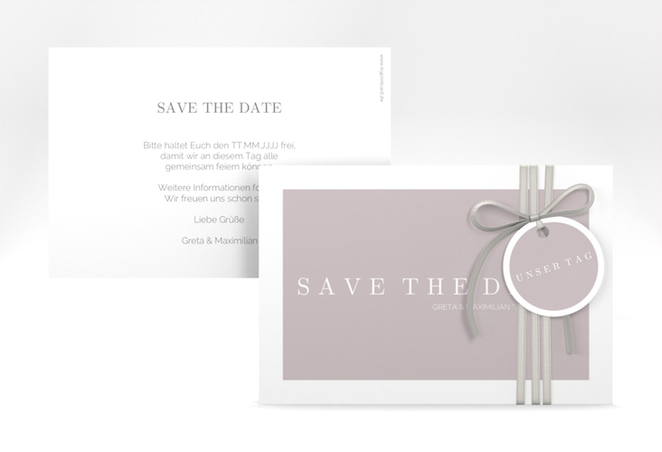 Save the Date-Karte Simply A6 Karte quer grau