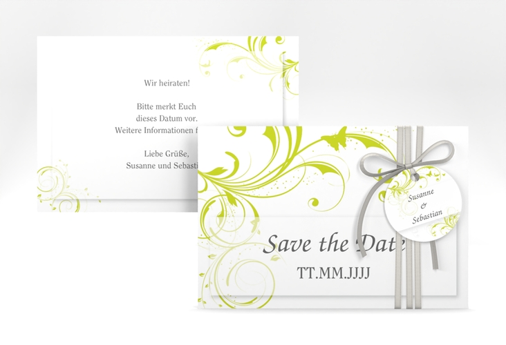 Save the Date-Karte Hochzeit Palma A6 Karte quer gruen