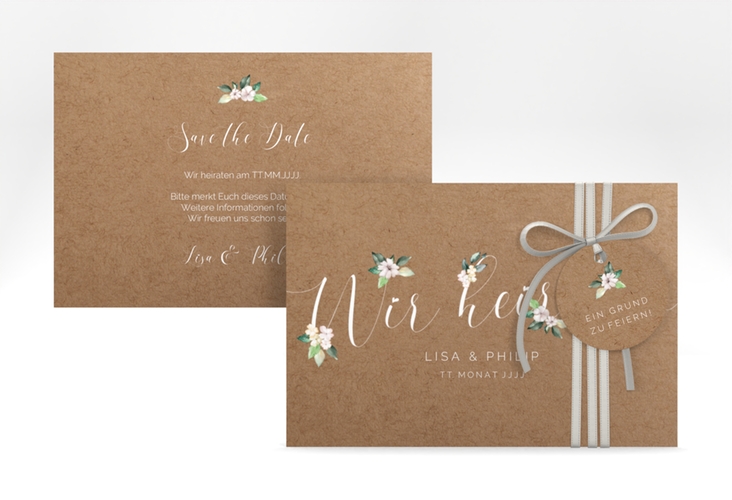 Save the Date-Karte Inlove A6 Karte quer Kraftpapier