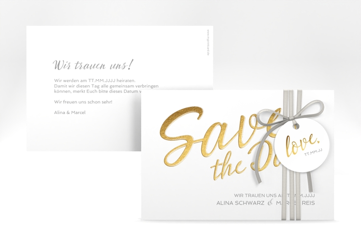 Save the Date-Karte Glam A6 Karte quer weiss