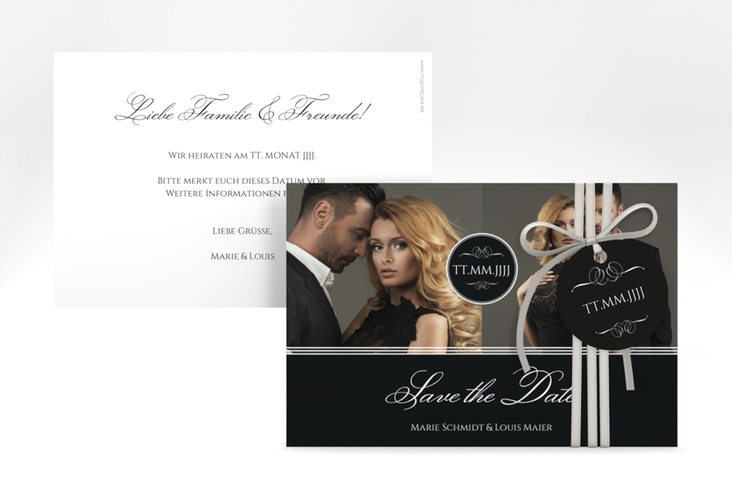 Save the Date-Karte Elegancy A6 Karte quer schwarz