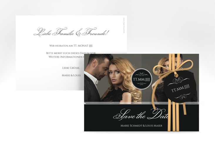 Save the Date-Karte Elegancy A6 Karte quer schwarz