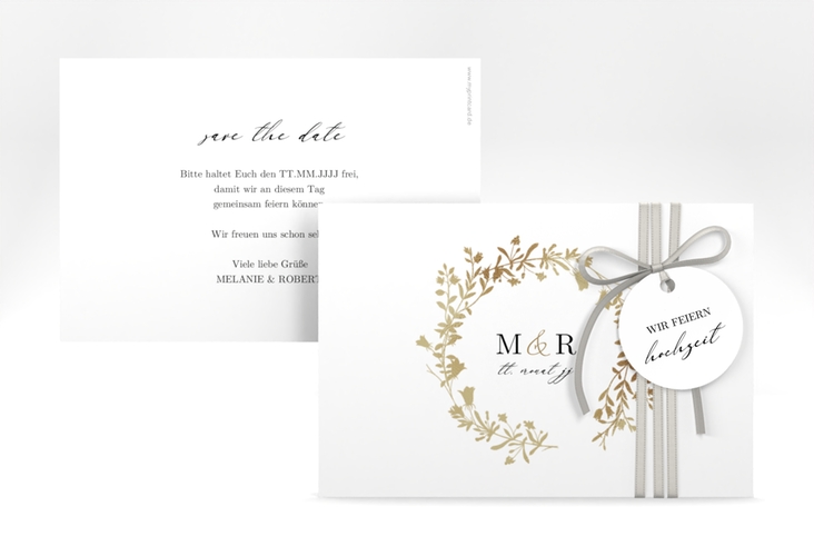 Save the Date-Karte Filigree A6 Karte quer weiss hochglanz