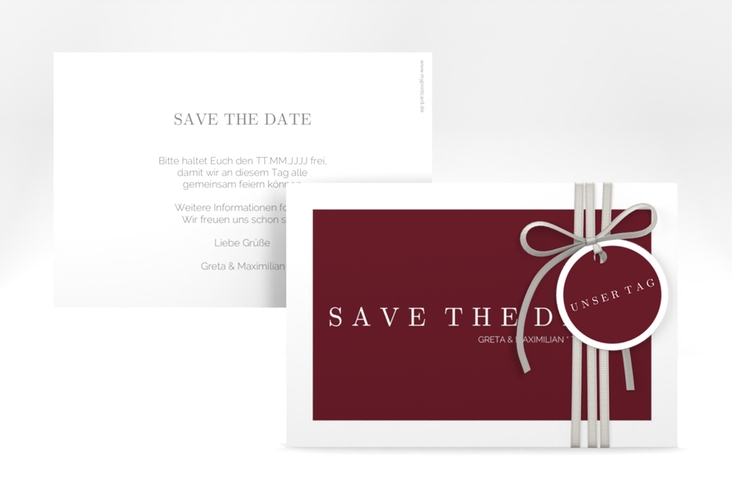 Save the Date-Karte Simply A6 Karte quer rot hochglanz