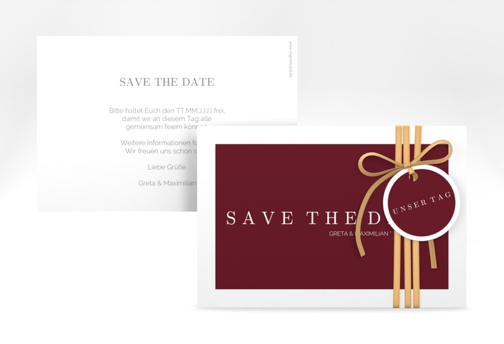 Save the Date-Karte Simply A6 Karte quer rot hochglanz