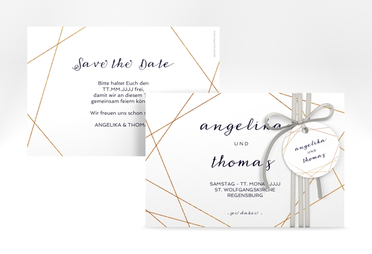 Save the Date-Karte Asymmetry A6 Karte quer weiss hochglanz