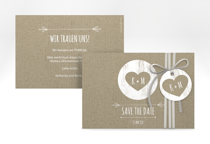 Save the Date-Karte Shabby A6 Karte quer Kraftpapier