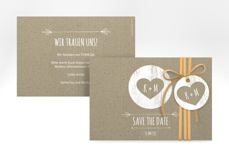 Save the Date-Karte Shabby A6 Karte quer Kraftpapier