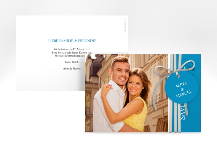 Save the Date-Karte Classic A6 Karte quer blau