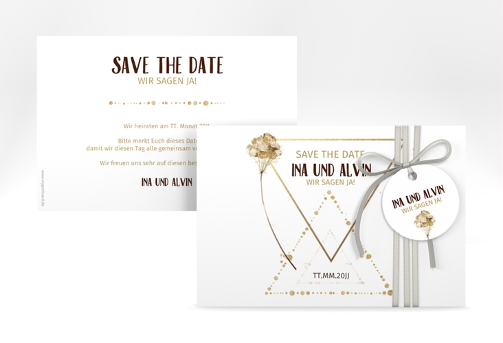 Save the Date-Karte Triangle A6 Karte quer weiss