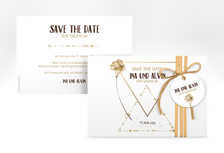 Save the Date-Karte Triangle A6 Karte quer weiss
