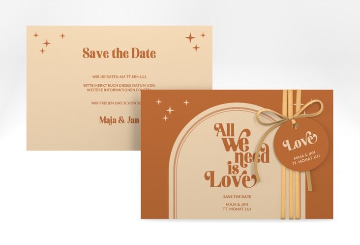 Save the Date-Karte Groovy A6 Karte quer beige