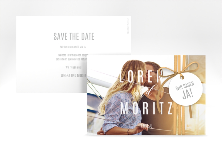 Save the Date-Karte Memory A6 Karte quer weiss hochglanz