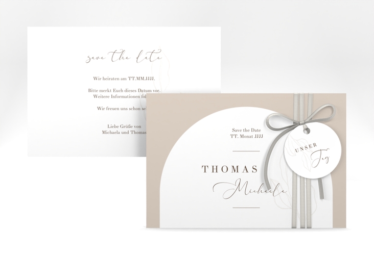 Save the Date-Karte Arched A6 Karte quer beige