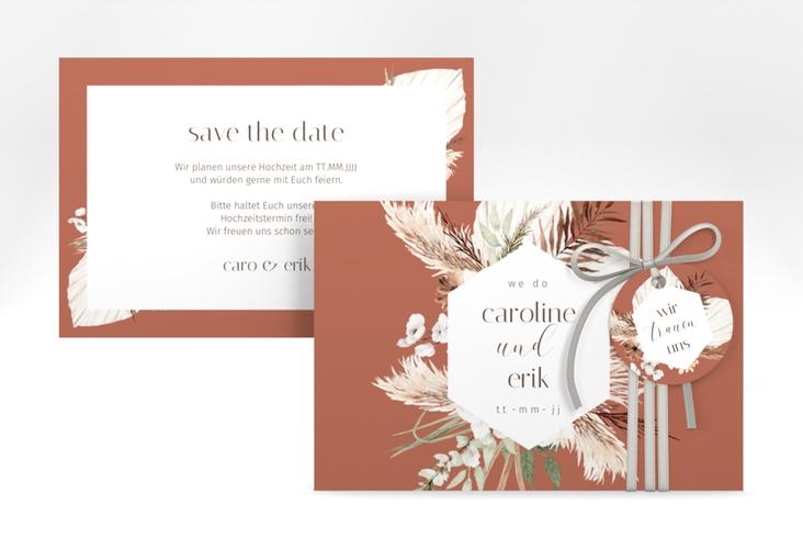 Save the Date-Karte Bohemian A6 Karte quer orange