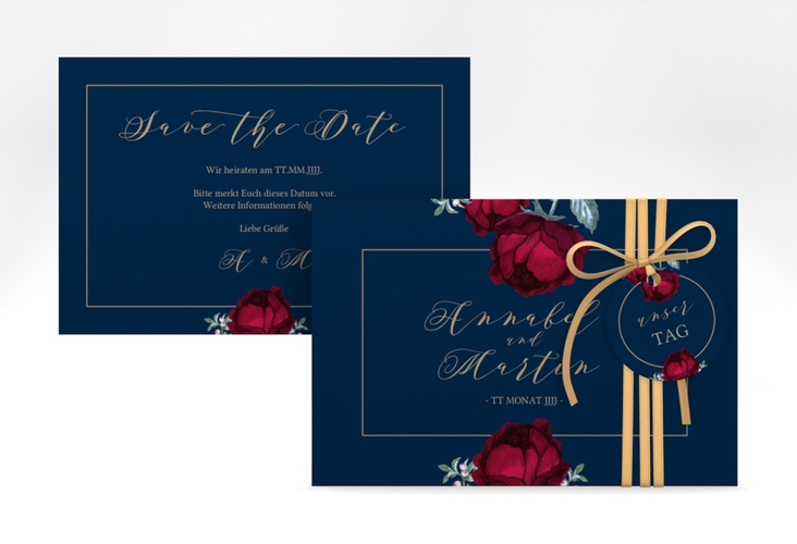 Save the Date-Karte Peonies A6 Karte quer elegant mit Pfingstrosen