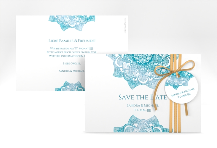 Save the Date-Karte Hochzeit Delight A6 Karte quer tuerkis