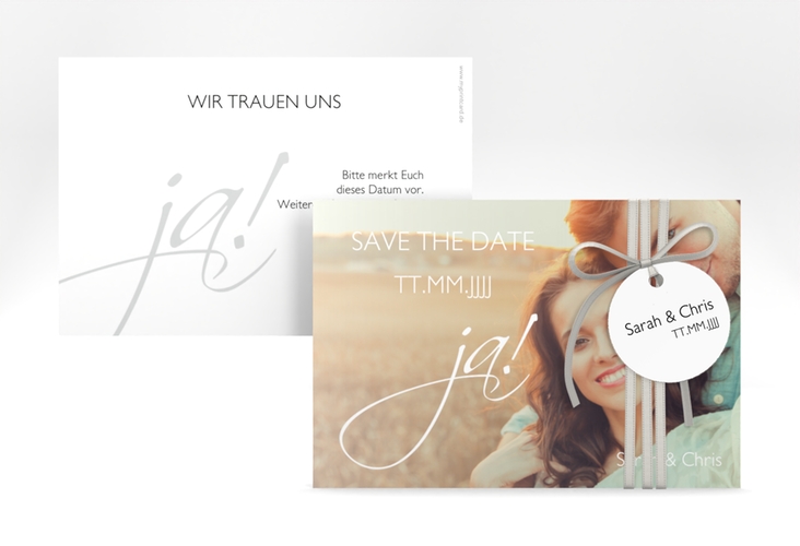 Save the Date-Karte Hochzeit Clarity A6 Karte quer weiss