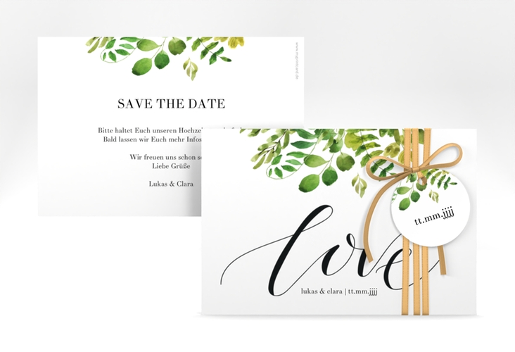 Save the Date-Karte Botany A6 Karte quer weiss