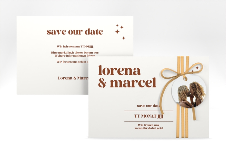 Save the Date-Karte Retro A6 Karte quer weiss