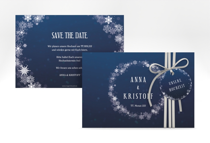 Save the Date-Karte Winterdream A6 Karte quer hochglanz mit Eisblumen