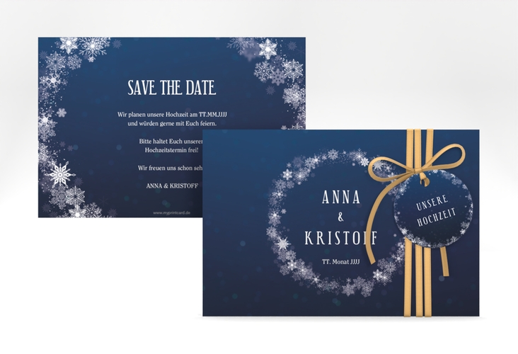 Save the Date-Karte Winterdream A6 Karte quer hochglanz mit Eisblumen